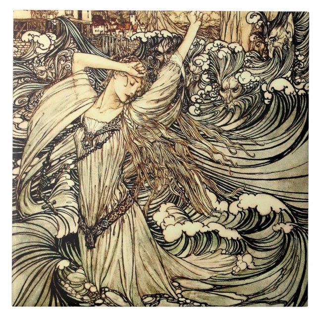 "Undine in the Waves" por Arthur Rackham (Frente)
