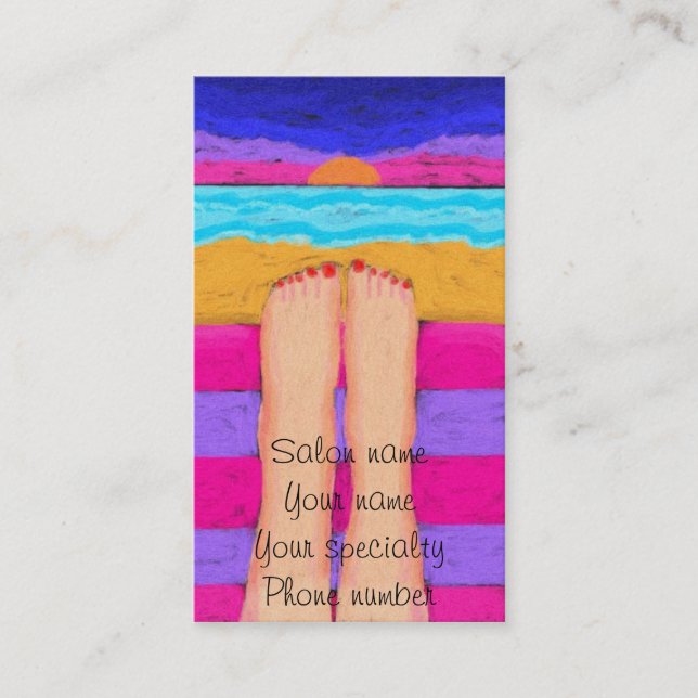 Unhas vermelhas no Cartão de visita sunset (Frente)