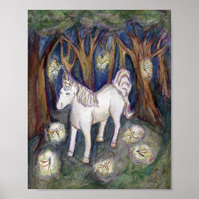 Unicorés Fairies Encantadas Forest Poster Art Impr (Frente)