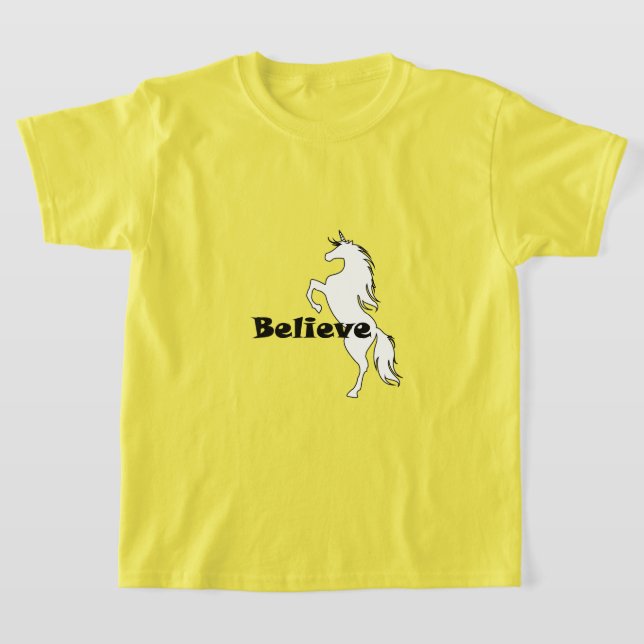 Unicorn Acredite Design - Camisa Básica De T-Shirt (Postura )