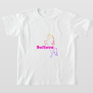 Unicorn Acredite Design - Camisa Básica De T-Shirt