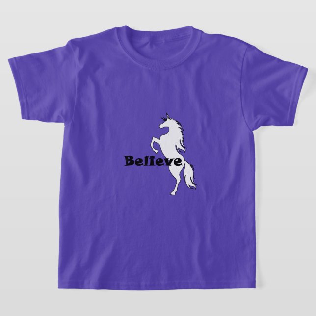 Unicorn Acredite Design - Camisa Básica De T-Shirt (Postura )