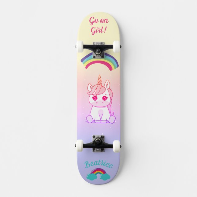 Unicorn arco-íris Skateboard (Frente)