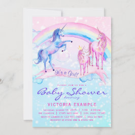 Unicorn Baby Shower Convites Pastel Unicorn
