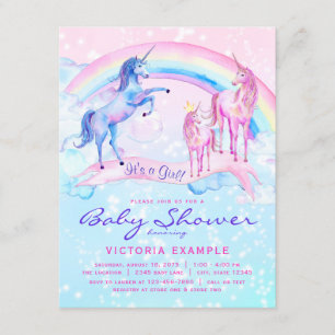 Unicorn Baby Shower Convites Pastel Unicorn