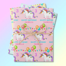 Unicorn Birthday Personalize Nome 3 Colorido