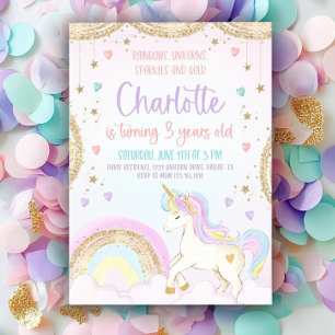 Unicorn Convite de Aniversário Pastel Unicorn Arco