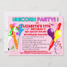 UNICORN convite unicórnios festa de aniversário di