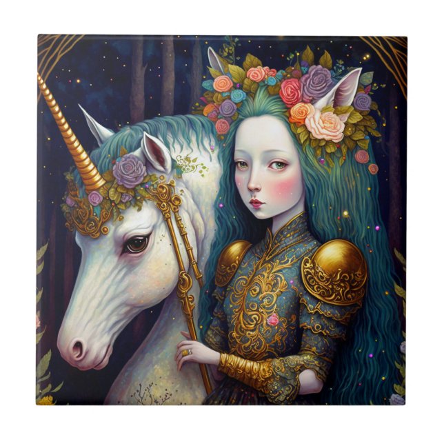 Unicorn e Lady Fantasy Art (Frente)