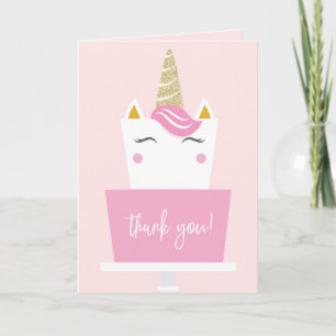 Unicorn Festa de aniversário Obrigado Cartões