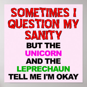 Unicorn Leprechaun Sinal Poster Funny