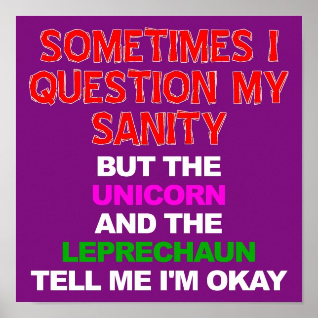 Unicorn Leprechaun Sinal Poster Funny (Frente)