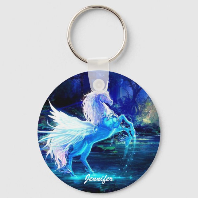 Unicorn Pegasus Chaveiro Adicionar seu NOME (Frente)