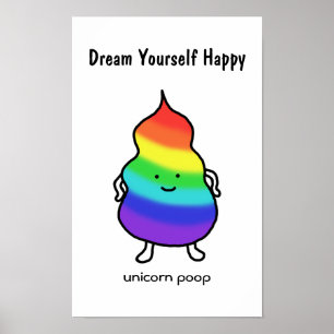 Unicorn Poop Engraçado Inspirador Poster Rainbow