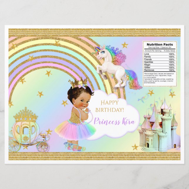 Unicorn Princess Castle Rainbow Baby Girl Chip Bag (Frente)