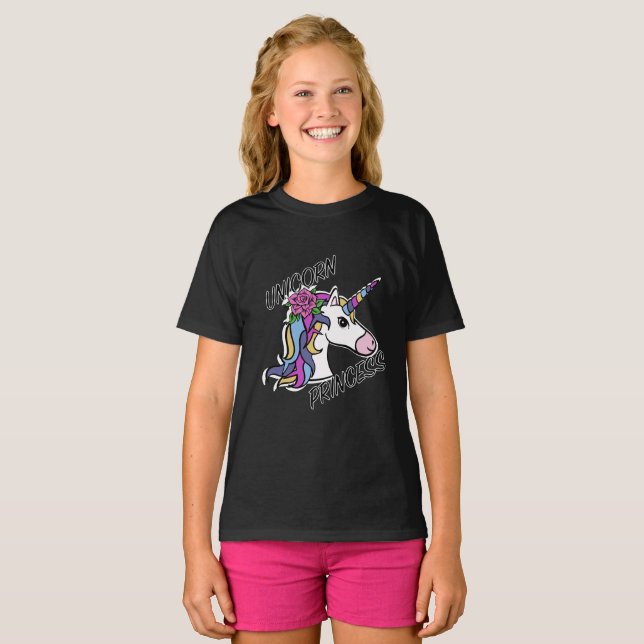 Unicorn Princess Design - Camiseta Básica Para Rap (Frente Completa)
