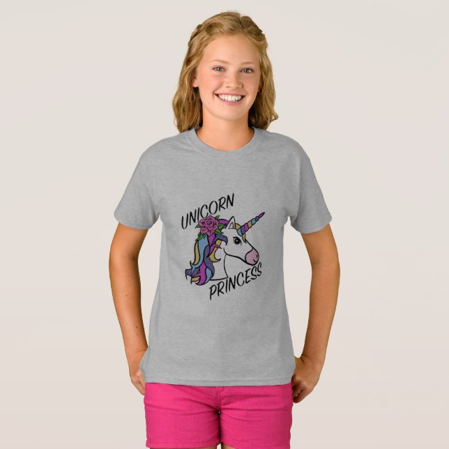 Unicorn Princess Design - Camiseta Básica Para Rap (Frente Completa)