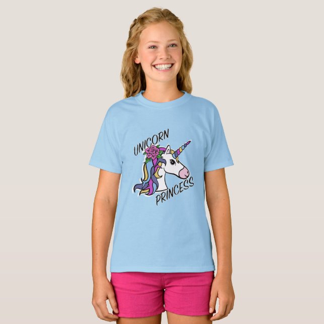 Unicorn Princess Design - Camiseta Básica Para Rap (Frente Completa)