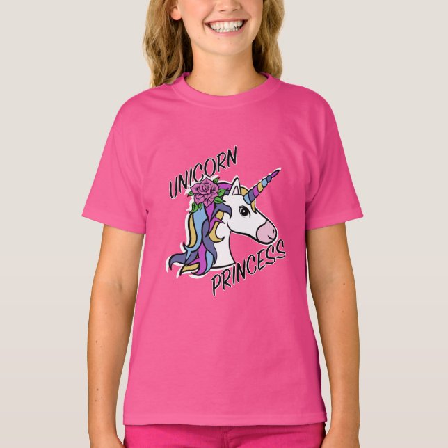 Unicorn Princess Design - Camiseta Básica Para Rap (Frente)