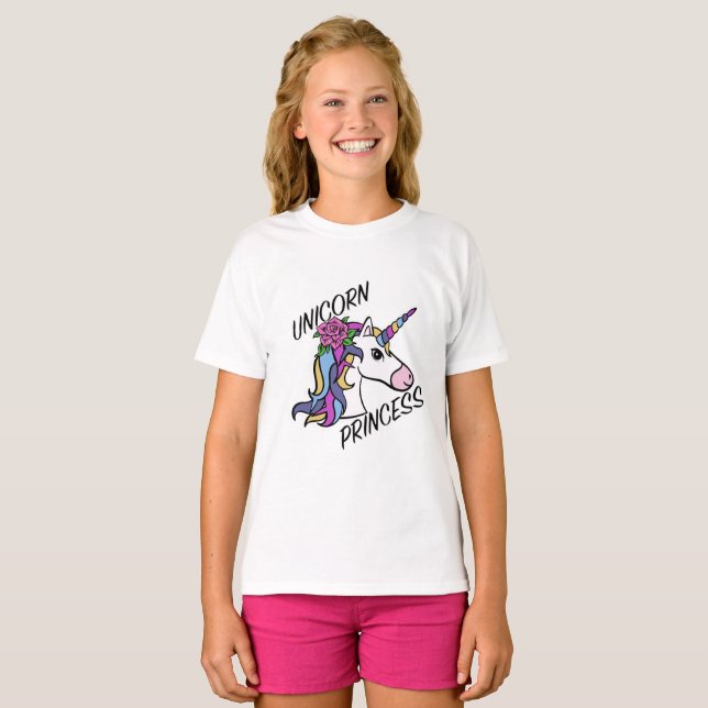 Unicorn Princess Design - Camiseta Básica Para Rap (Frente Completa)