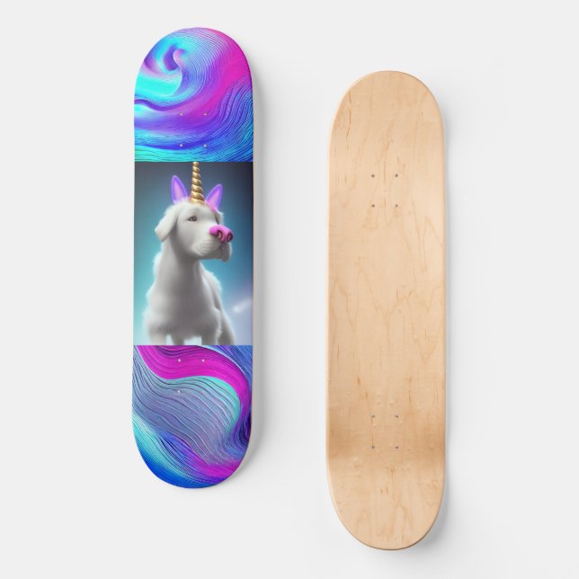 Unicorn Puppy art no skate para garotinha (Frente)