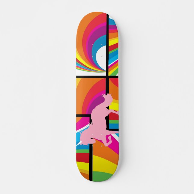 Unicorn Rainbow Clouds - Folha de skate (Frente)
