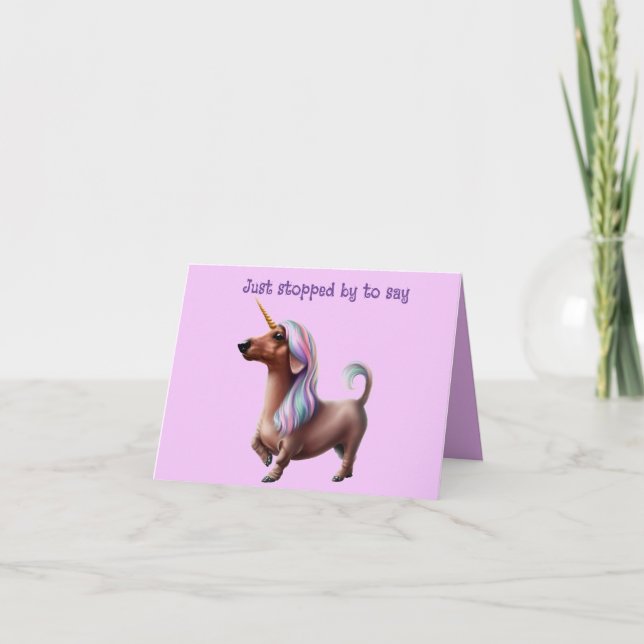 Unicorn Roxo Dachshund Qualquer Cartão De Ocasião (Frente)