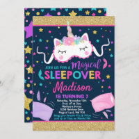 Unicorn Sleepover Convite de festas Slumber Party