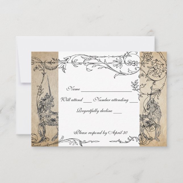 Unicorn Storybook rsvp com envelopes (Frente)