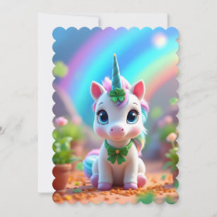 unicórnio bebê bonito e arco-íris, aniversário de 