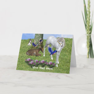 Unicórnio Branco E Cartão com fotos De Animais Ami