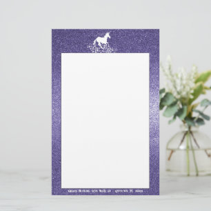 Unicórnio brilhante e estrelas Papelaria Roxo