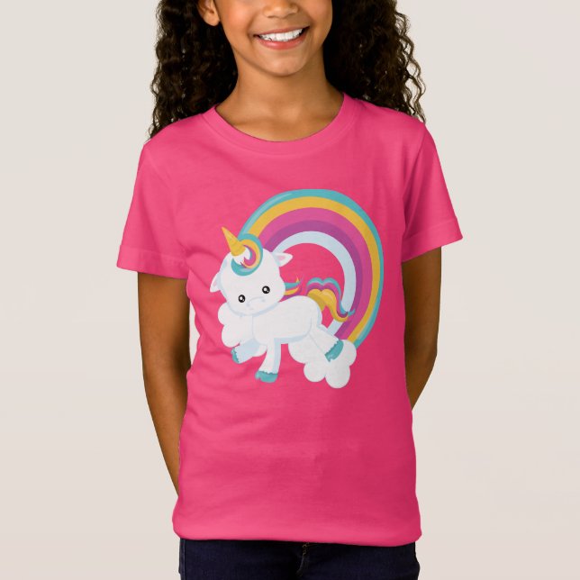 Unicórnio com Camiseta Rainbow Girl (Frente)