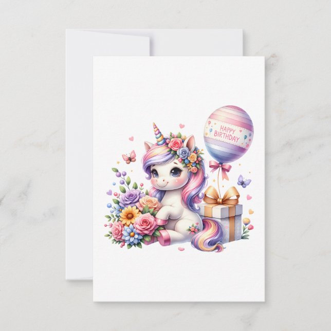 Unicórnio com Design de aniversário de Balões (Frente)