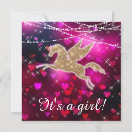Unicórnio Cora Rosa Chá Menina Rosa Convite