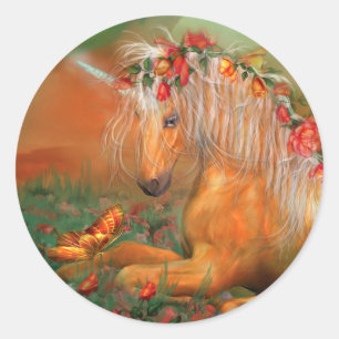 Unicórnio da etiqueta da arte dos rosas
