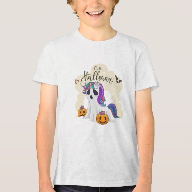 unicórnio do Dia das Bruxas bonito com crianças de (Frente)