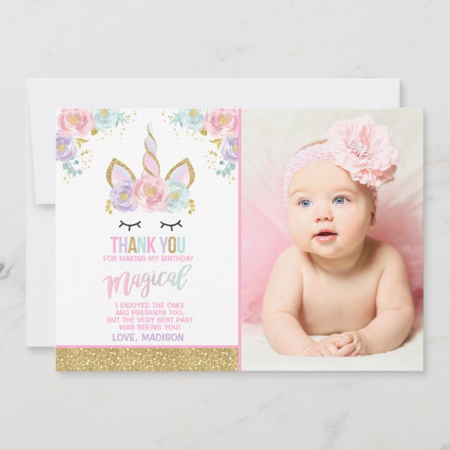 Unicórnio do ouro do rosa dos cartões de (Frente)