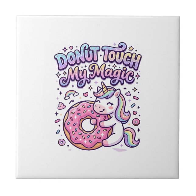 Unicórnio Donut Toque Meu Presente Mágico Sticker  (Frente)