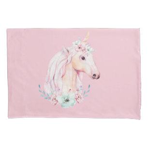 Unicórnio Em Flores De Cor Aquática Rosa