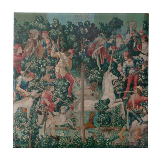 Unicórnio Hunt Medieval Art - Unicórnio É Atacado (Frente)