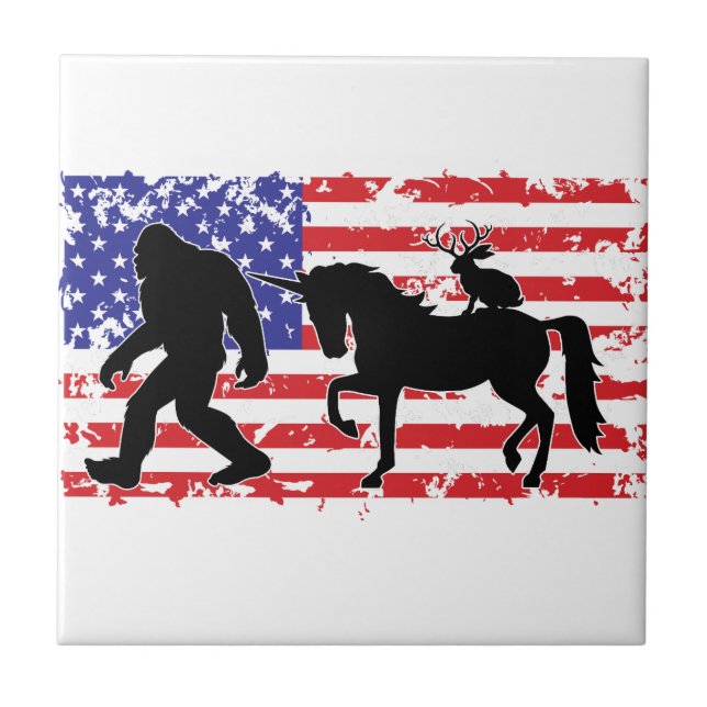 Unicórnio, Jackalope, Pé Grande e a Bandeira Ameri (Frente)