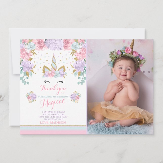 Unicórnio Magical Dourado, Rosa de Cartões de agra (Frente)