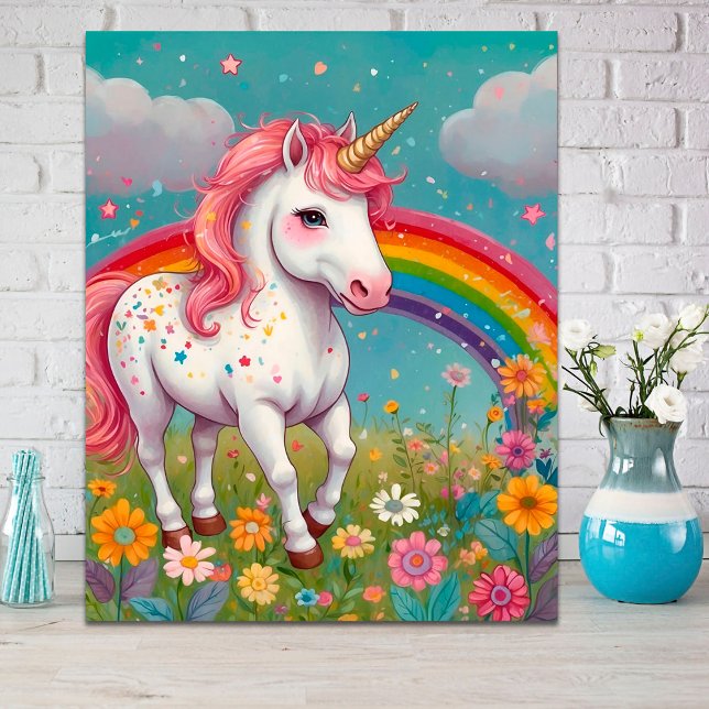 Unicórnio mágico com Poster do Rainbow Kids Room (Criador carregado)