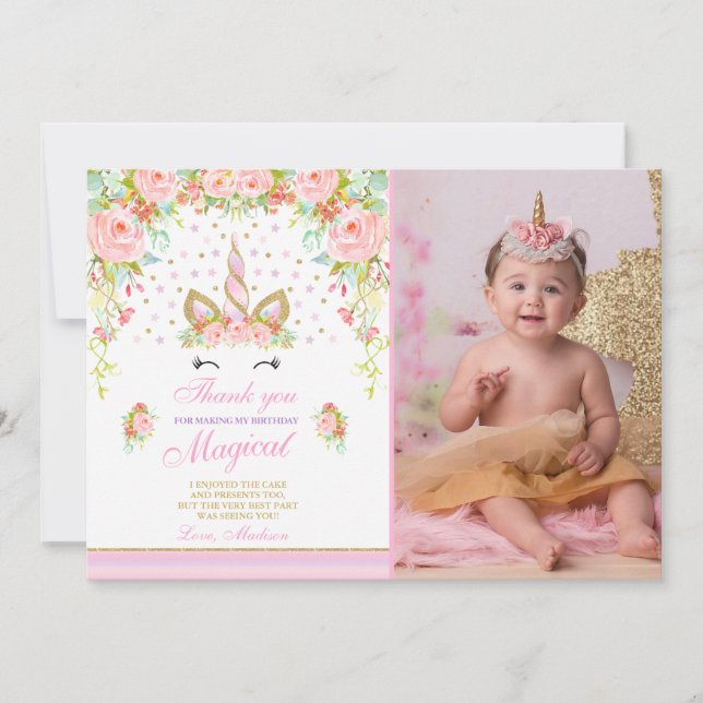 Unicórnio mágico Dourado do rosa dos cartões de (Frente)