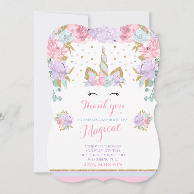 Unicórnio mágico Dourado do rosa dos cartões de (Frente)