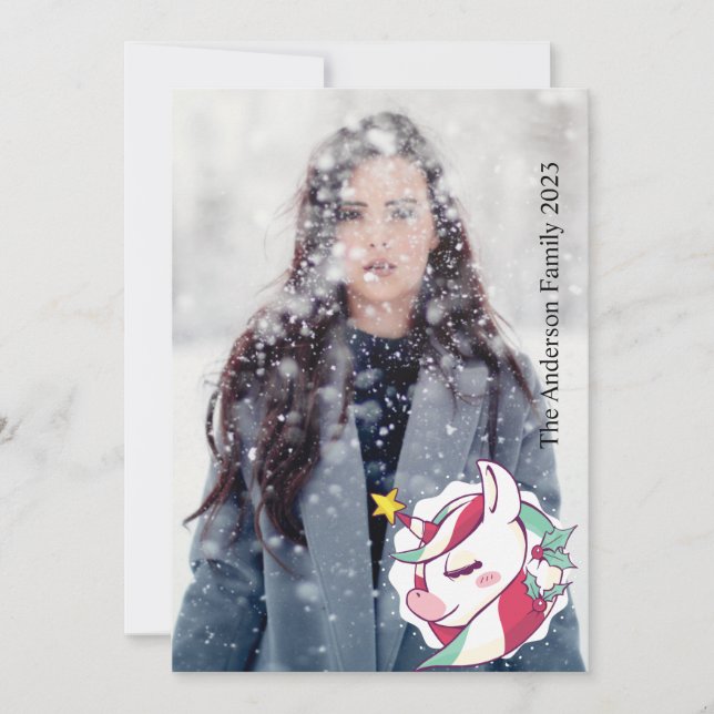 Unicórnio Natal Adicionar seu próprio Cartão de Fé (Frente)