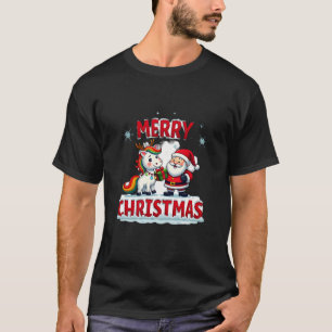 Unicórnio Natal Cute Camisa Santa em Unicórnio Cam