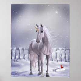 Unicórnio no Impressão de Poster de neve