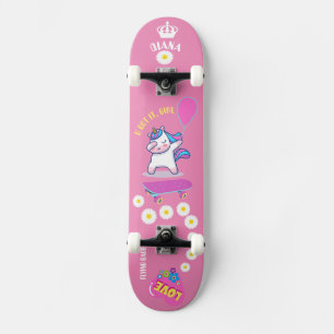 Unicórnio no skate com legendas personalizadas